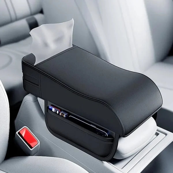 Car Armrest Box Height Pad Universal Central Elbow Rest Support Leather Auto Armrest Cover With Tissue Holder Armrest Cover