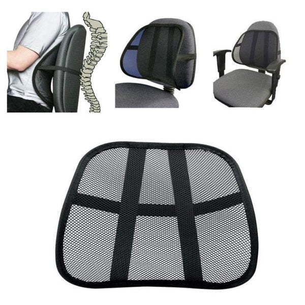 Back Rest With Lumbar Support Mesh Cushion Pad For Car Seat, Home, Office Chair